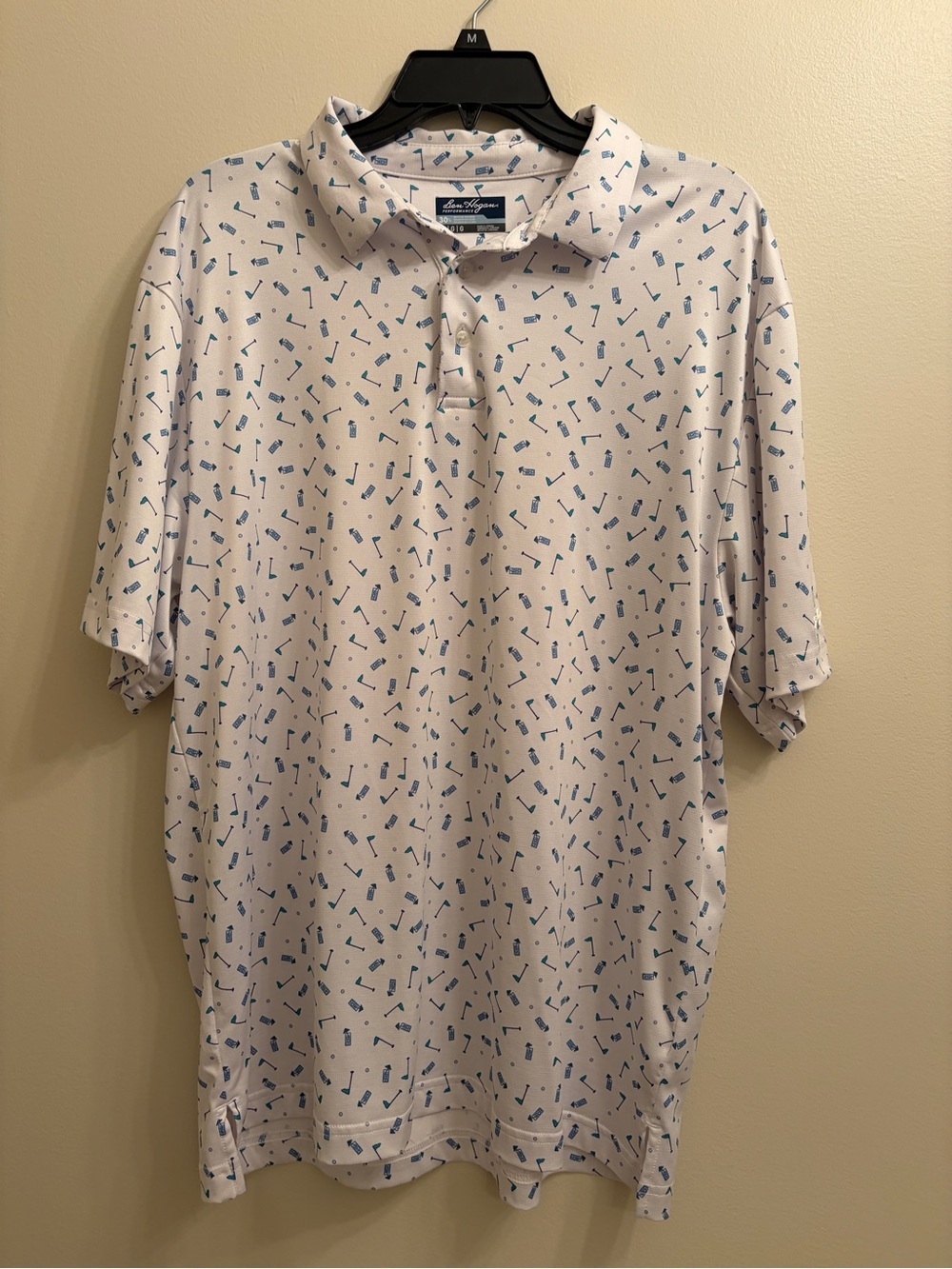 Hogan White Polo with Blue Micro Print - Men’s Golf Polo
